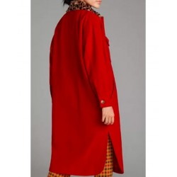 Side Hustle Presley Leopard Collar Red Coat